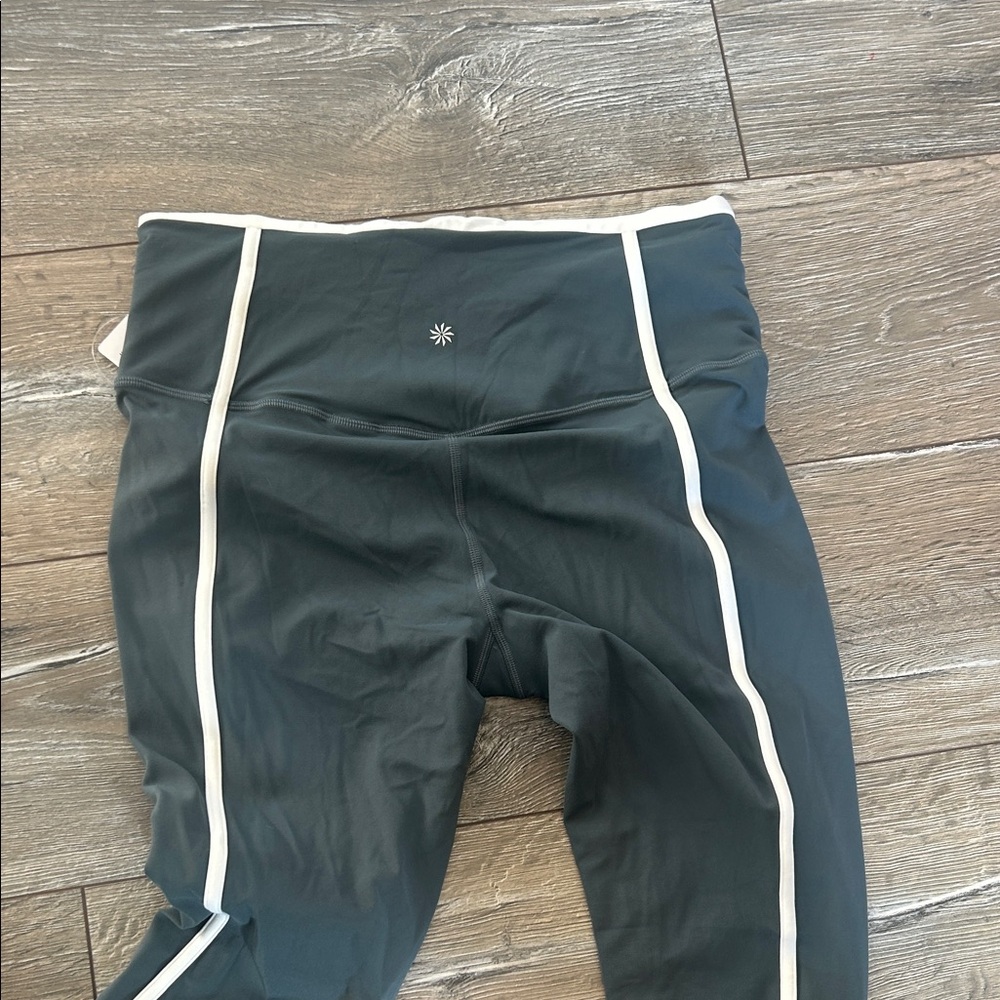Athleta Dark Gray Leggings with White Stripes - Picture 6 of 7